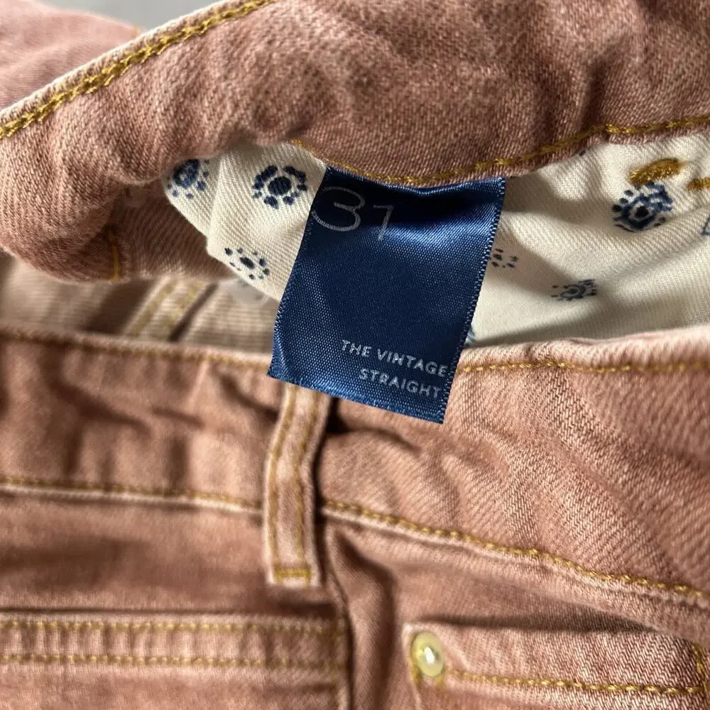 Pilcro Anthropologie Jeans Sz 31 The Vintage Straight Raw Hem High Rise Salmon - Picture 4 of 9